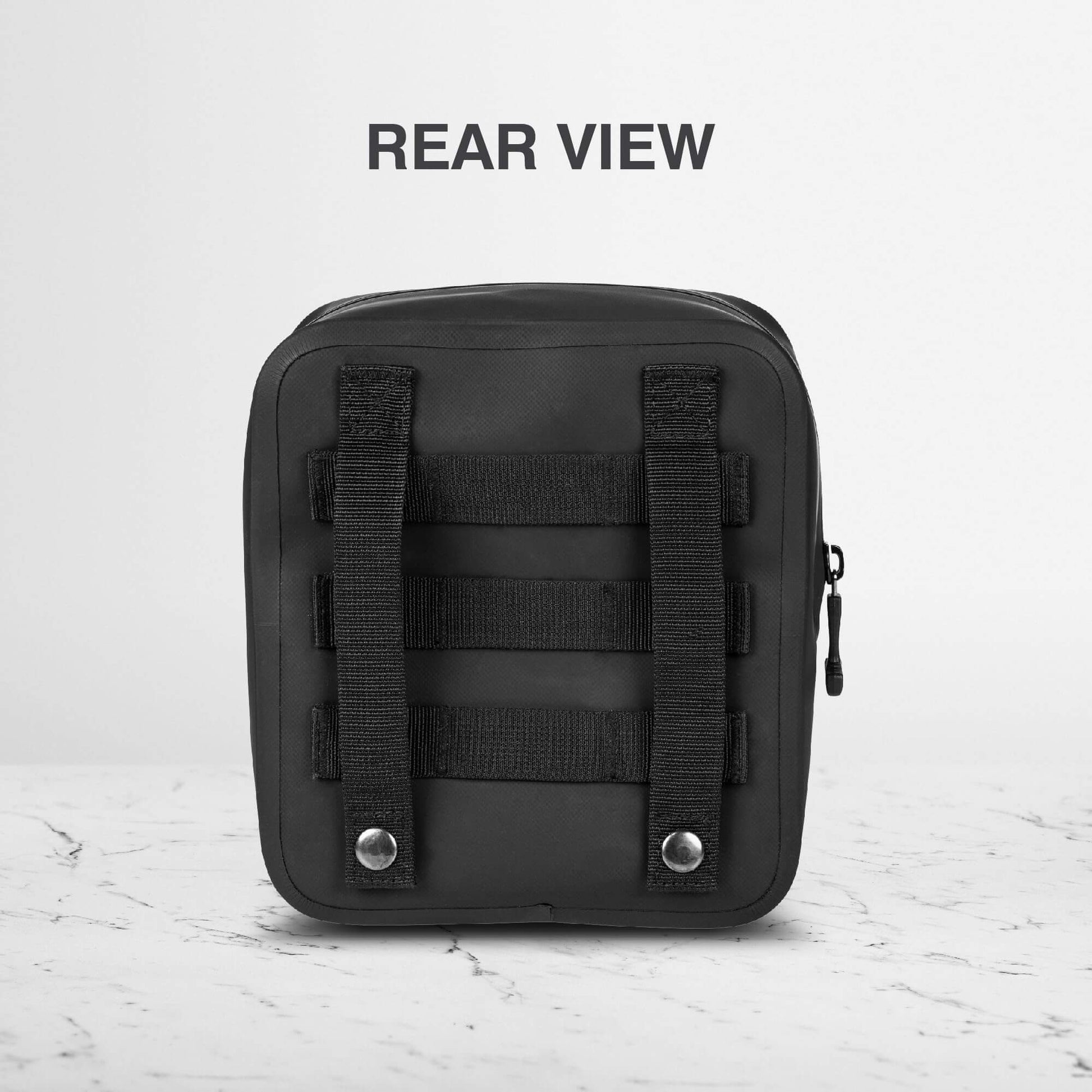 Rear view of SealBags Large Waterproof Tactical MOLLE Pouch with durable straps and zip closure.