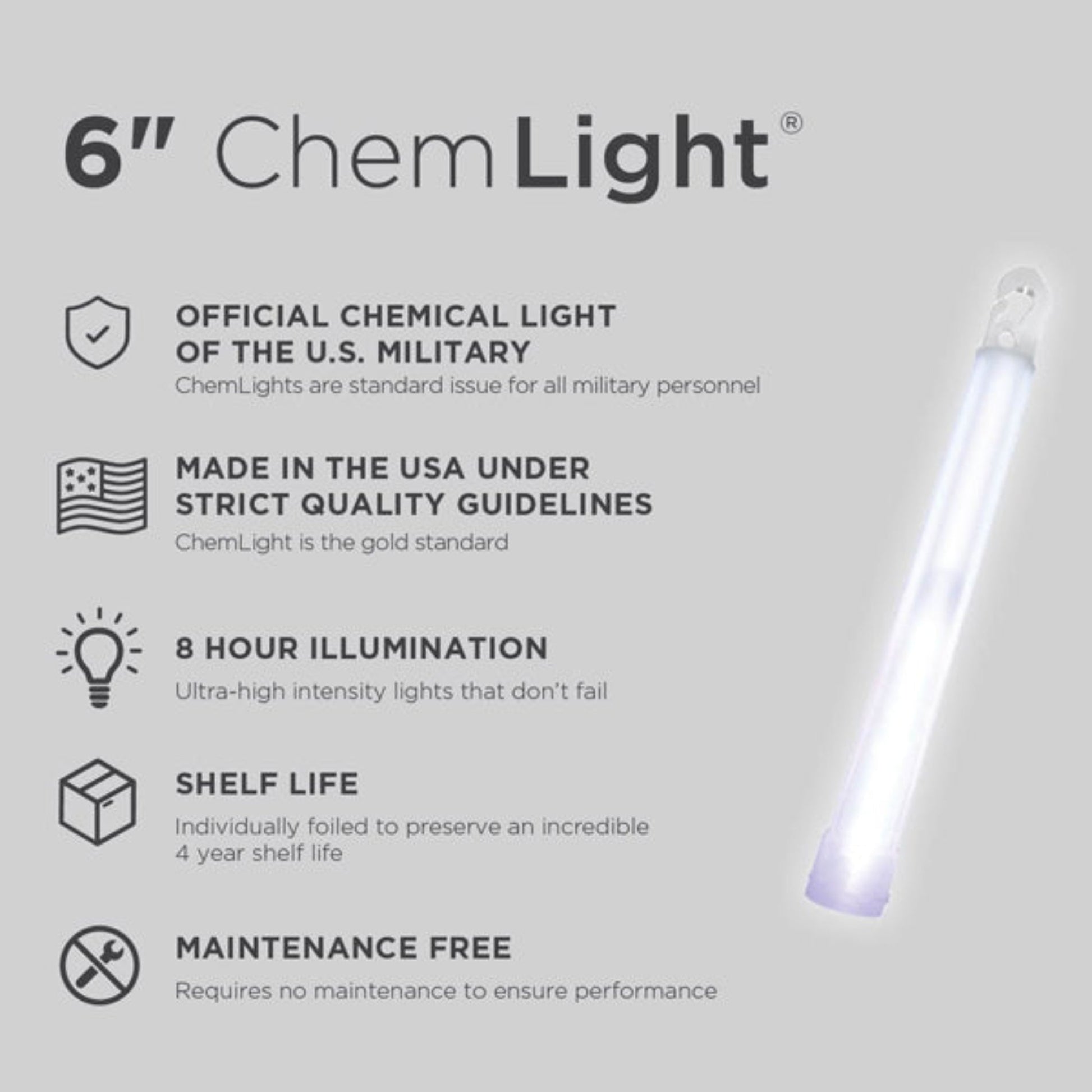Cyalume 6" ChemLight - White 8 Hour