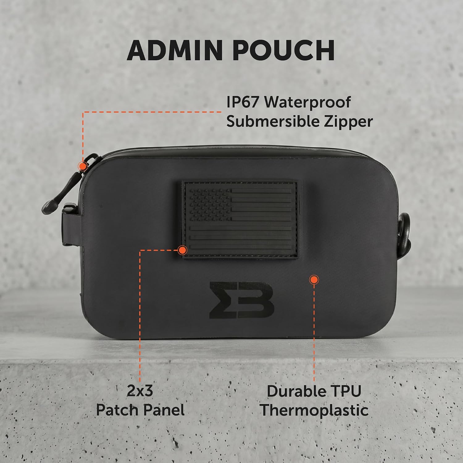 Waterproof Admin Pouch, IP67 Zipper Organizer for Electronics, Cables, Chargers, Travel Essentials and Everyday Carry