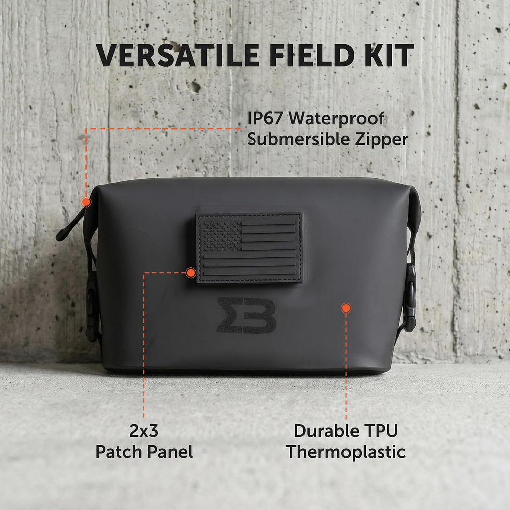 Waterproof Field Kit, IP67 Leakproof Zipper Pouch for Toiletries, Travel, First Aid, Tech Gear and Outdoor Essentials