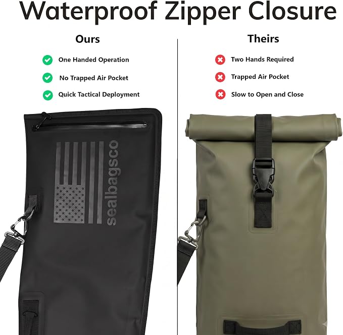 53" Case Floating Waterproof Shotgun Bag, Zipper Gun Case No Roll-Top