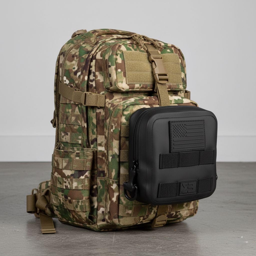 SealBags Small Water Resistant Tactical MOLLE Pouch for Hiking, Tools and Camping Gear. Durable Thermoplastic Design and Molle Compatible with Backpacks, Tactical Belts, Waist Bags and More