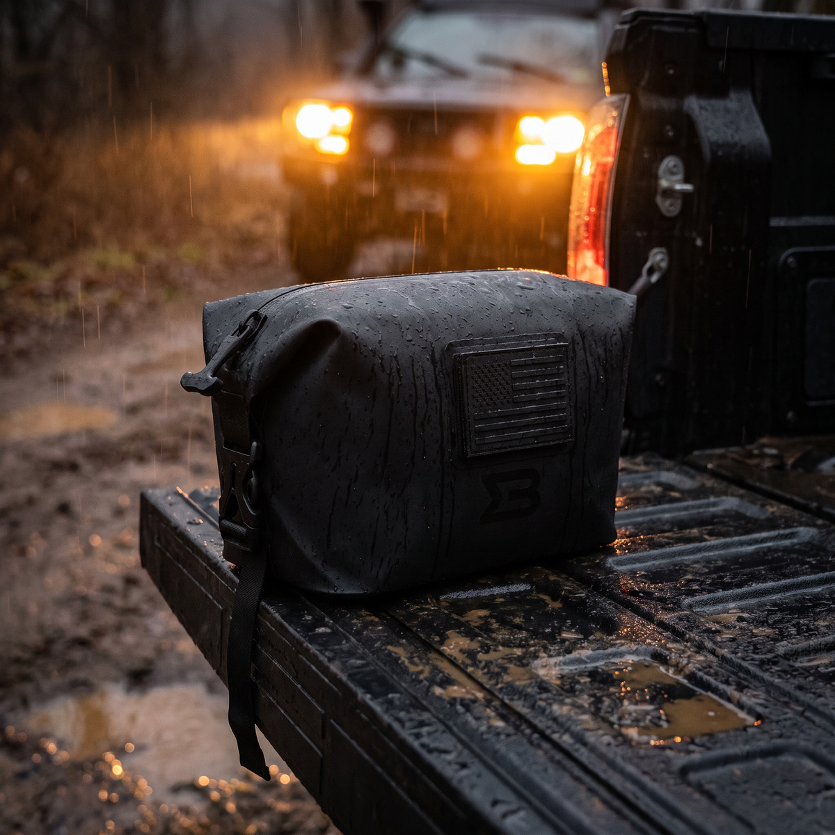 SealBags field kit on a truck tailgate at dusk